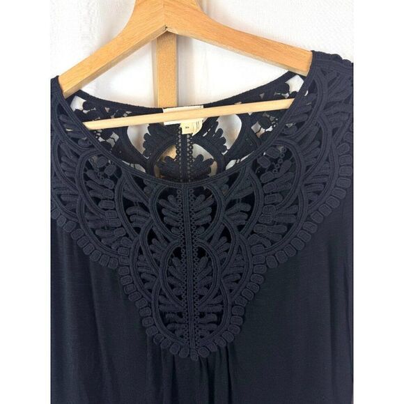 Anthropologie Meadow Rue Black Long Sleeve Blouse w/ Embroidery Design Boho XS - Picture 3 of 8